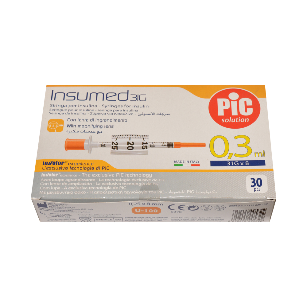 INSUMED Insulinspritze 0,3 ml U100 31 G 0,25x8 mm INSUMED Insulinspritze 0,3 ml U100 31 G 0,25x8 mm